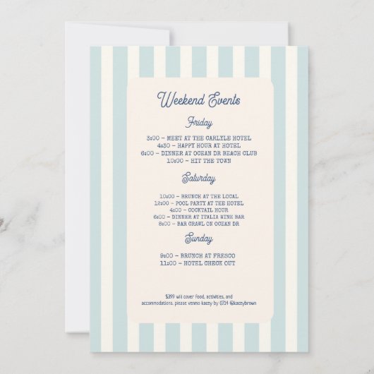 Invitation Seashell Dernière côte toast Bachelorette Week-end (Dos)