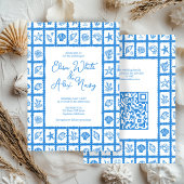 Invitation Seashell Grid Beach Wedding Code QR PERSONNALISÉ