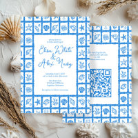 Seashell Grid Beach Wedding Code QR PERSONNALISÉ