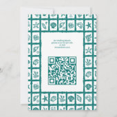 Invitation Seashell Grid Plage Mariage Vert CUSTOM QR Code (Dos)