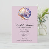 Invitation Seashell mer nautique nuptiale douche rose blanc (Debout devant)