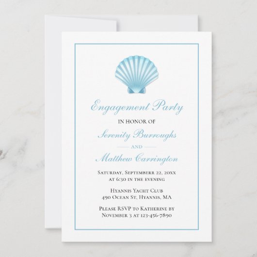 Invitation Seashell Nautical Beach Mariage (Devant)