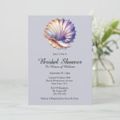 Invitation Seashell nautique plage nuptiale douche bleu pouss (Debout devant)