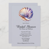 Invitation Seashell nautique plage nuptiale douche bleu pouss (Devant / Derrière)