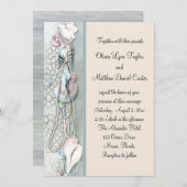 Invitation Seashell Pearls Elegant Beach Wedding (Devant / Derrière)