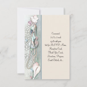 Invitation Seashell Pearls Elegant Beach Wedding