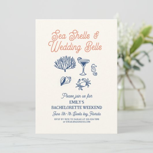 Invitation Seashell Wedding Bells  Bachelorette Weekend (Debout devant)