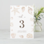 Invitation Seashells 5x7 Pearls Nautical Wedding Table Number (Debout devant)