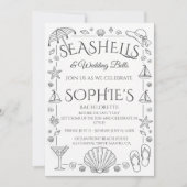 Invitation Seashells and Wedding Bells Beach Bachelorette  (Devant)