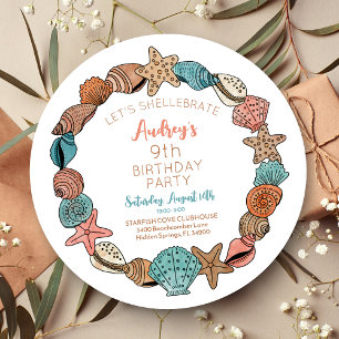 Invitation Seashells Beach fête d'anniversaire