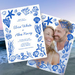 Invitation Seashells Frame Beach Wedding PHOTO SUR MESURE<br><div class="desc">Carte parfaite pour une faire-part de mariage amusante ! L'art fait main pour vous ! Parfait pour un mariage, une douche de nage en bord de mer, une fête de bachelorette, une fête de fiançailles ou un anniversaire. ENTIÈREMENT PERSONNALISABLE ! Cliquez sur "Personnaliser" ci-dessus pour modifier le texte des deux...</div>