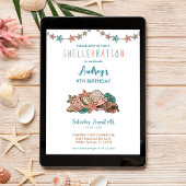 Invitation Seashells Girls Beach Anniversaire