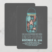 Invitation Seashells mason jar plage de fiançailles invitatio (Devant / Derrière)