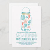 Invitation Seashells mason jar plage nuptiale douche invitati (Devant / Derrière)