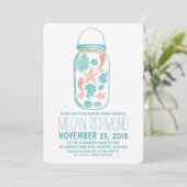 Invitation Seashells mason jar plage nuptiale douche invitati (Debout devant)