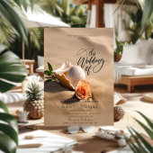 Invitation Seashells Rose Sand Beach Mariage