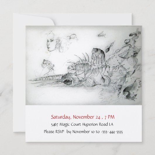 Invitation SEASHELLS SWEET 16 FÊTE, Ruby Monogramme Champagne (Dos)