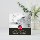 Invitation SEASHELLS SWEET 16 FÊTE, Ruby Monogramme Noir Blan (Debout devant)