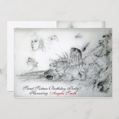 Invitation SEASHELLS SWEET SIXTEEN PARTY, Ruby Monogramme (Devant / Derrière)