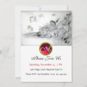 Invitation SEASHELLS SWEET SIXTEEN PARTY, Ruby Monogramme (Dos)