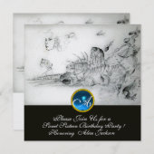 Invitation SEASHELLS SWEET SIXTEEN PARTY Sapphire Monogramme (Devant / Derrière)