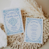 Invitation Seashells Wedding Bells Bachelorette Blue