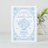 Invitation Seashells Wedding Bells Bachelorette Blue (Debout devant)