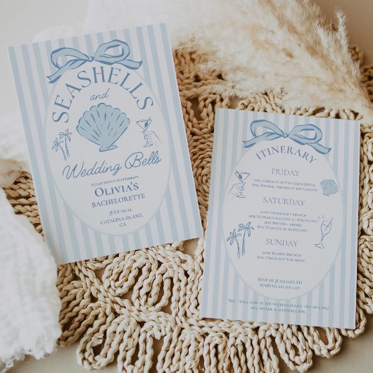 Invitation Seashells & Wedding Bells Bachelorette Itinerary