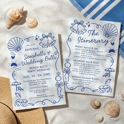 Invitation Seashells & Wedding Bells Beach Bachelorette Party