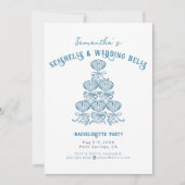 Invitation Seashells Wedding Bells Coastal Bachelorette Party (Devant)