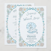 Invitation Seashells Wedding Bells Whimsical Bachelorette (Devant / Derrière)