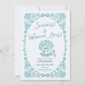 Invitation Seashells Wedding Bells Whimsical Bachelorette  (Devant)