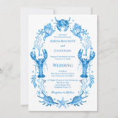 Invitation Seaside Elegance Blue Watercolor Coastal Wedding  (Devant)