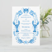 Invitation Seaside Elegance Blue Watercolor Coastal Wedding  (Debout devant)