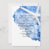 Invitation Seaside Garden Starfish Hydrangea QR Code Wedding (Devant)