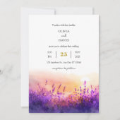 Invitation Seaside Lavender Sunrise Watercolor Beach Wedding (Devant)