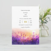 Invitation Seaside Lavender Sunrise Watercolor Beach Wedding (Debout devant)