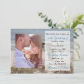 Invitation Seaside Mariage Beach Theme Photo Wedding Invite (Debout devant)