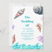 Invitation Seaside Nautical Seashell Mariage (Devant)