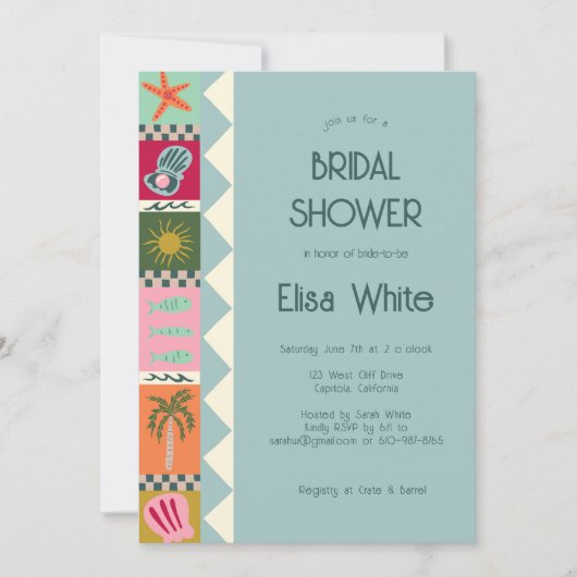 Invitation Seaside Soiree Fête des mariées Moderne Cute CUSTO (Devant)