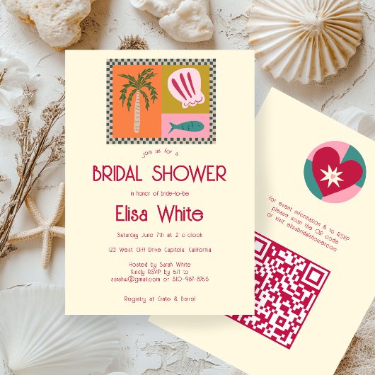 Invitation Seaside Soiree Fête des mariées Moderne Cute CUSTO