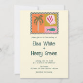 Invitation Seaside Soiree Modern Cute CUSTOM QR (Devant)