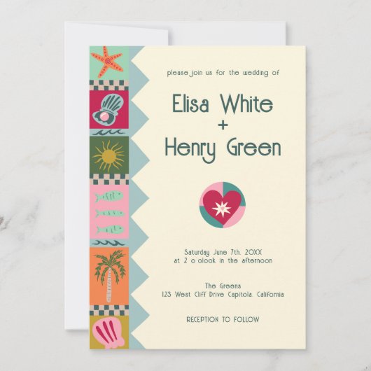 Invitation Seaside Soiree Modern Cute CUSTOM QR Mariage (Devant)