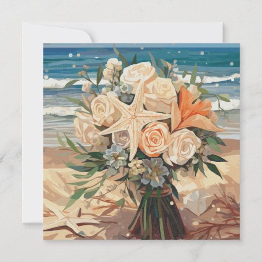 Invitation Seaside Theme Wedding QR Code Enclosure Card (Dos)