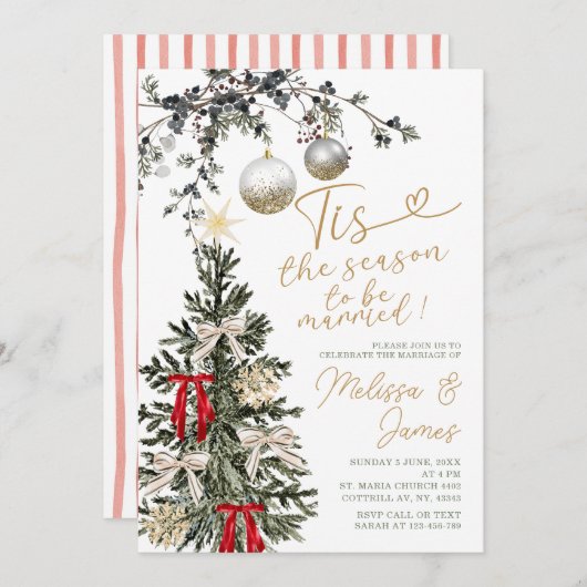 Invitation Season To Be Married Christmas Tree Bauble Wedding (Devant / Derrière)