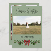 Invitation Seasons Greeting Garland and Mistletoe (Devant / Derrière)