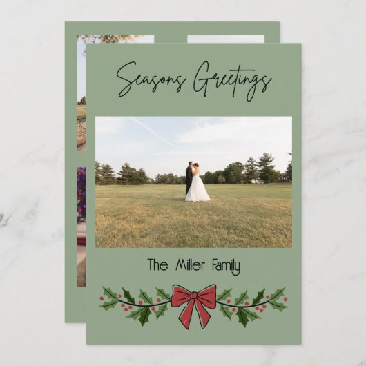 Invitation Seasons Greeting Garland and Mistletoe (Devant / Derrière)