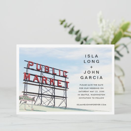 Invitation Seattle Enregistrer la date (Debout devant)