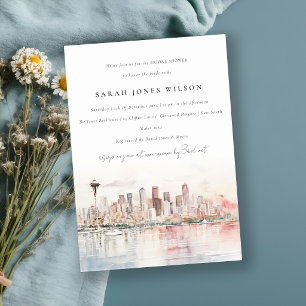 Invitation Seattle Washington Aquarelle Paysage Baby Shower