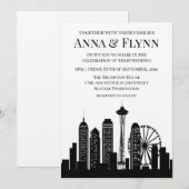Invitation Seattle Washington City Skyline Wedding Party (Devant / Derrière)